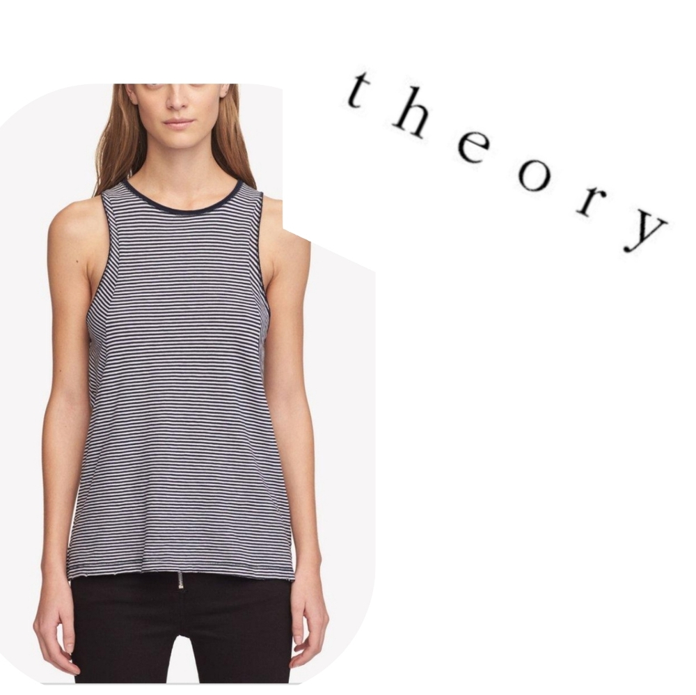 THEORY STRIPED TUBULAR TANK TOP